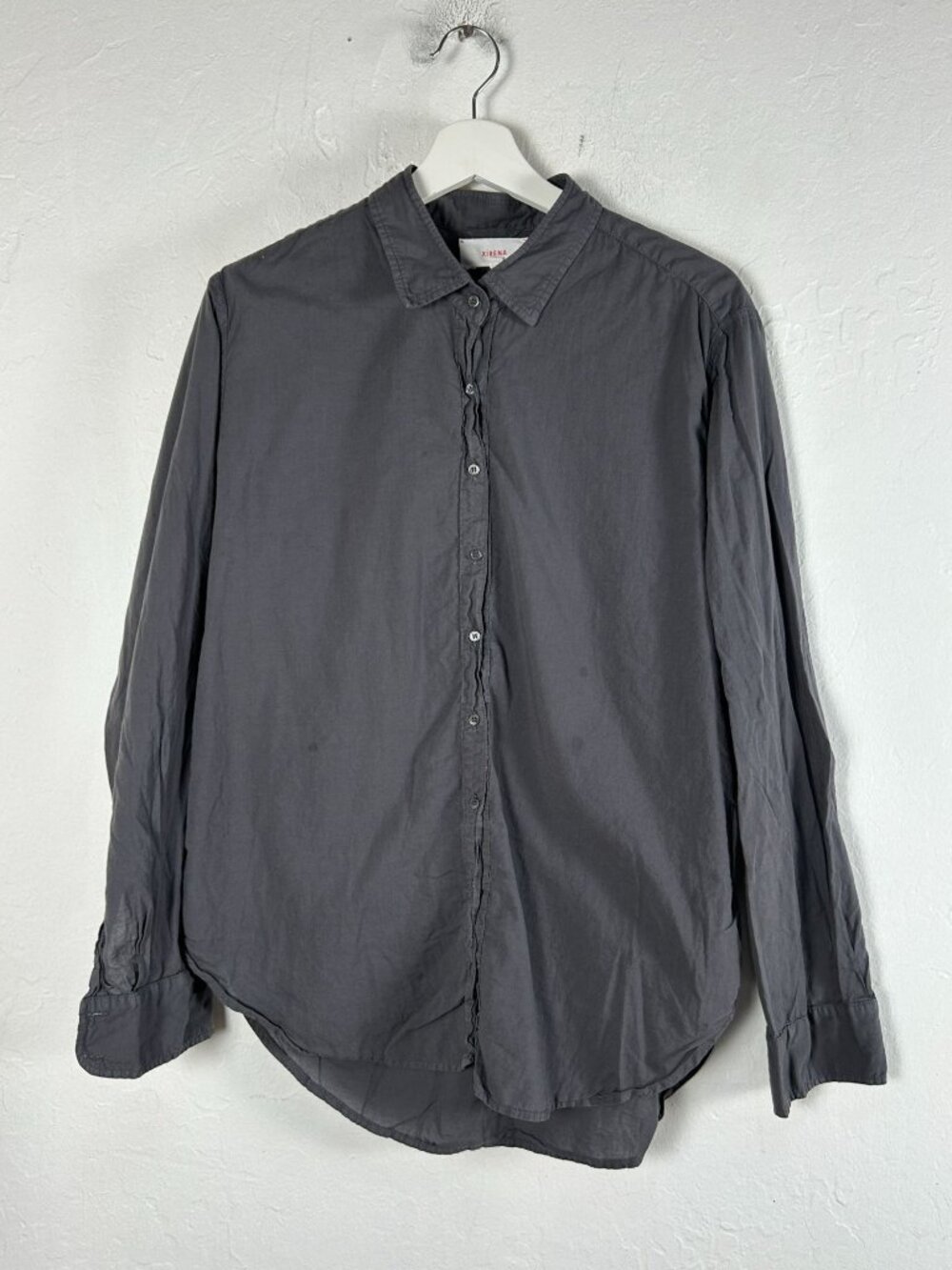 Xirena Womens Gray Button-Up Long Sleeve Shirt Medium 100% Cotton Lightweight